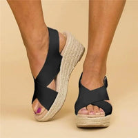 Cross Strap Wedge Sandals with Cushioned heel