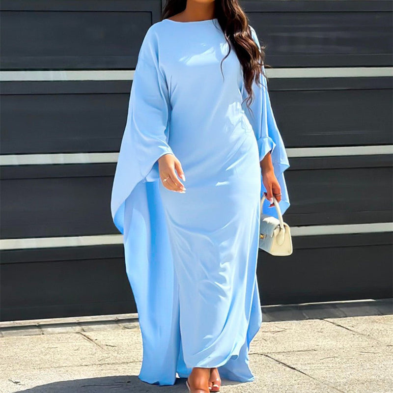 Long-Sleeve-Cape-Maxi-Dress-Solid-Color-Noosa