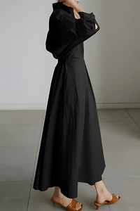 Long-Sleeve-Collared-Shirt-Maxi-Dress-Belted-Waist-Noosa