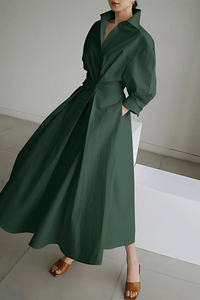 Long-Sleeve-Collared-Shirt-Maxi-Dress-Belted-Waist-Noosa