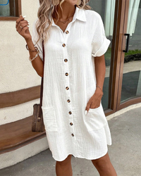 Short-Sleeve-Button-Front-Shirt-Collar-Mini-Dress