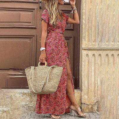 Short-Sleeve-V-Neck-Maxi-Dress-Floral-Print