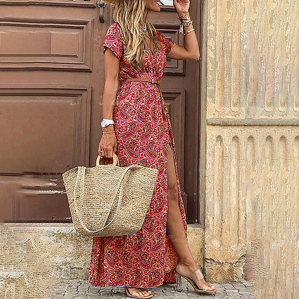 Short-Sleeve-V-Neck-Maxi-Dress-Floral-Print