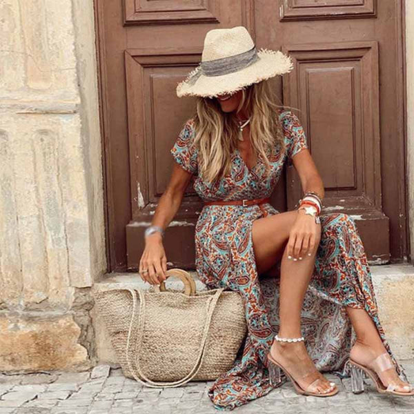 Short-Sleeve-V-Neck-Maxi-Dress-Floral-Print