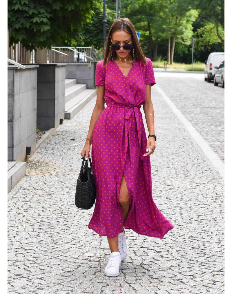 Short-Sleeve-Wrap-Maxi-Dress-Polka-Dot-Print