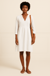 Three-Quarter-Sleeve-V-Neck-Mini-Dress-with-Pockets-Noosa